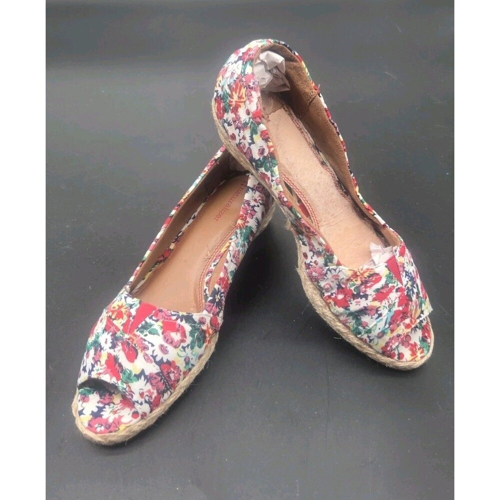 Naturalizer Lariat Espadrille Wedge Shoes Size 8 Wide Width Heels Floral Fabric - Picture 6 of 7